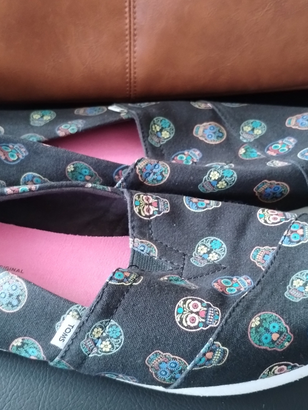 TOMS Black Sugar Skull Slip-On Sneakers